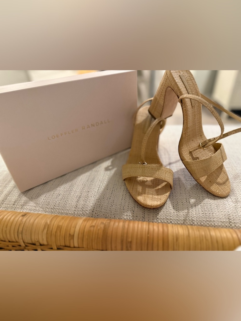 Loeffler Randall Malia Natural Raffia Heel Sandals Size 7.5 - Picture 5 of 8